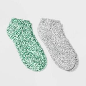 Women's Marled 2pk Cozy Low Cut Socks - Auden™ Green/Gray 4-10